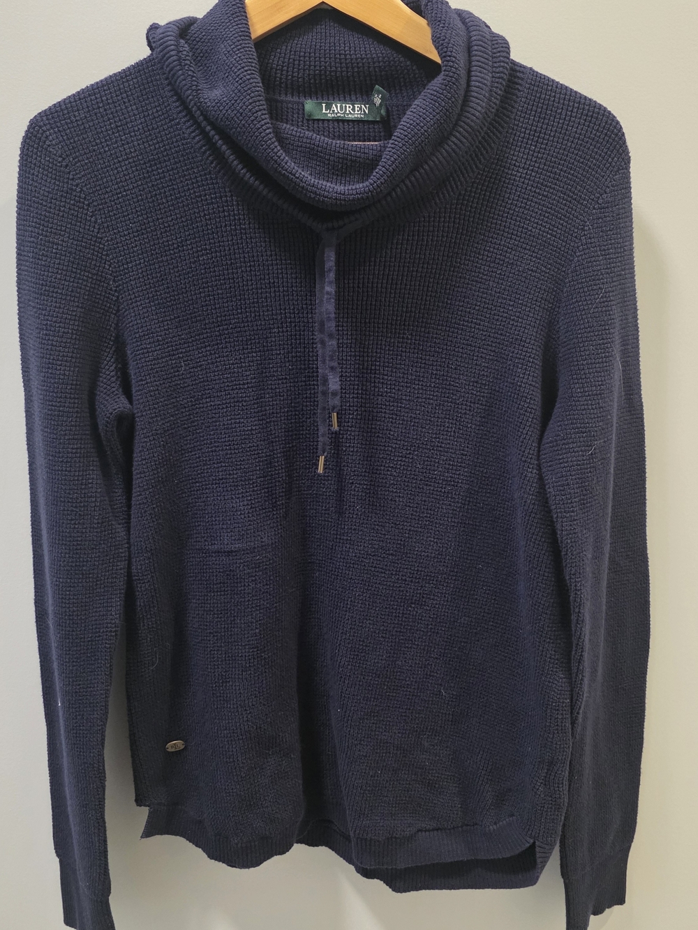 Lauren Ralph Lauren Navy Cowl Neck Cotton Sweater Size L
